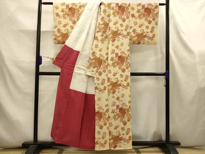 平和屋着物■小紋　文箱文　鬼しぼ縮緬　洗える着物　AABK5808sx