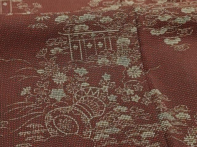 平和屋着物■紬　風景文　洗える着物　AABK5814sx