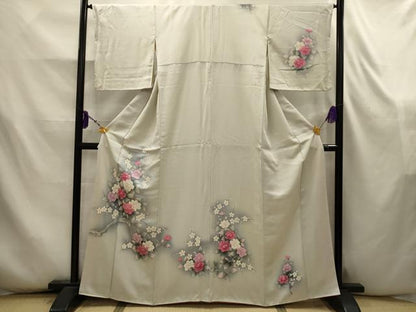 平和屋着物■訪問着　枝花文　暈し染め　正絹　逸品　AABK5815sx