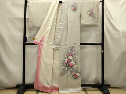 平和屋着物■訪問着　枝花文　暈し染め　正絹　逸品　AABK5815sx