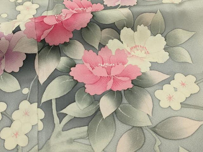 平和屋着物■訪問着　枝花文　暈し染め　正絹　逸品　AABK5815sx