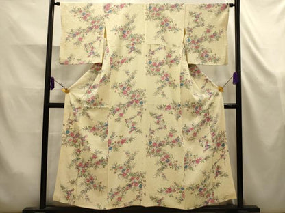 平和屋着物■上質な小紋　草花文　正絹　逸品　AABK5819sx