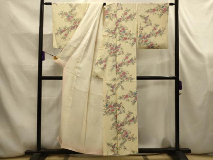 平和屋着物■上質な小紋　草花文　正絹　逸品　AABK5819sx