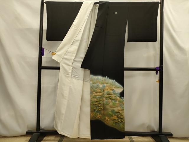 平和屋着物■豪華黒留袖　作家物　霞取り風景文　暈し染め　金彩　正絹　逸品　AABK5823sx