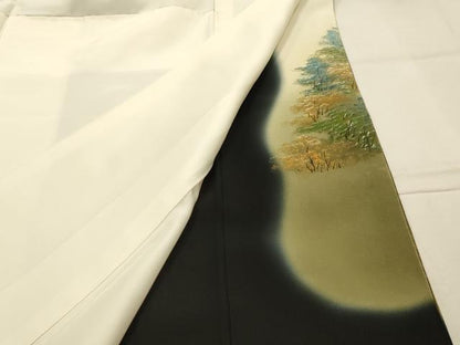 平和屋着物■豪華黒留袖　作家物　霞取り風景文　暈し染め　金彩　正絹　逸品　AABK5823sx