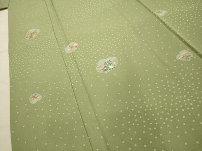 平和屋着物■上質な小紋　草花文　金彩　正絹　逸品　AABK5826sx