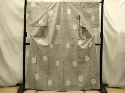 平和屋着物■上質な紬　亀甲花文　正絹　逸品　AABK5827sx
