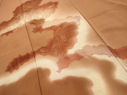平和屋着物■中国三大刺繍　汕頭刺繍　スワトウ刺繍　訪問着　花鼓雲霞文　暈し染め　正絹　逸品　AABK5829sx