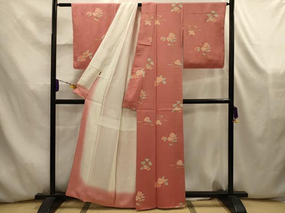 平和屋着物■上質な小紋　流水花文　金彩　丹後ちりめん　波留美　反端付き　正絹　逸品　AABK5830sx