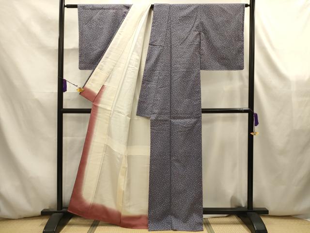 平和屋着物■結城紬　松葉文　証紙付き　正絹　逸品　AABK5831sx