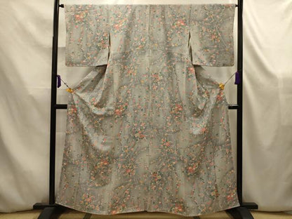 平和屋着物■上質な小紋　枝垂れ花文　暈し染め　正絹　逸品　AABK5832sx