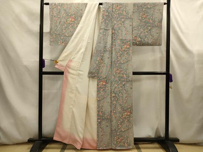 平和屋着物■上質な小紋　枝垂れ花文　暈し染め　正絹　逸品　AABK5832sx