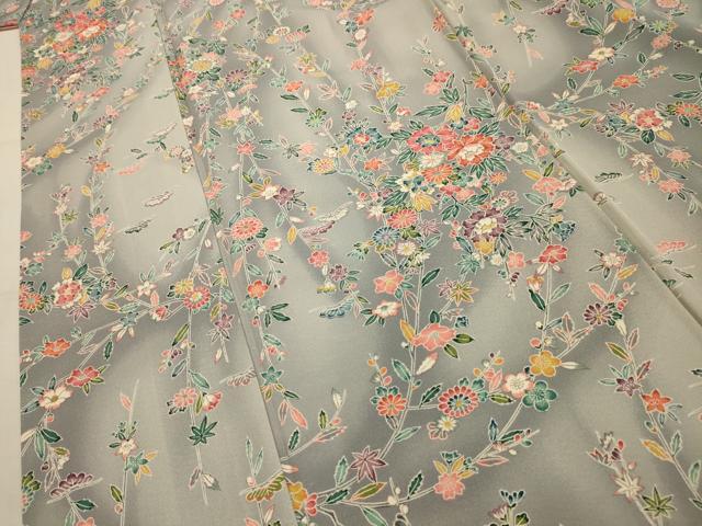 平和屋着物■上質な小紋　枝垂れ花文　暈し染め　正絹　逸品　AABK5832sx