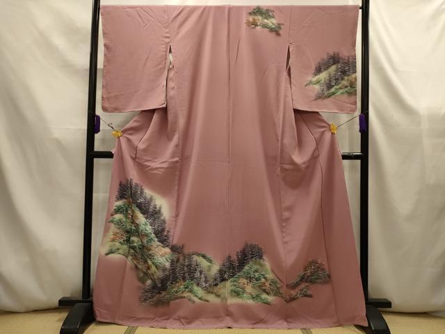 平和屋着物■訪問着　手描き　風景文　暈し染め　正絹　逸品　AABK5836sx