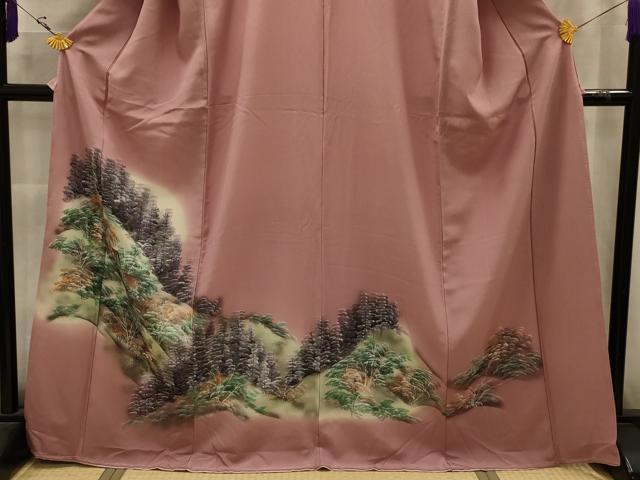 平和屋着物■訪問着　手描き　風景文　暈し染め　正絹　逸品　AABK5836sx