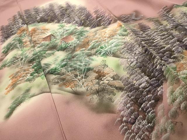 平和屋着物■訪問着　手描き　風景文　暈し染め　正絹　逸品　AABK5836sx
