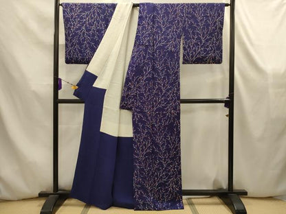 平和屋着物■上質な小紋　絞り　草花文　正絹　逸品　AABK5838sx