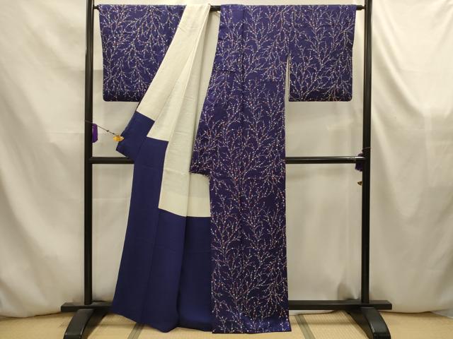平和屋着物■上質な小紋　絞り　草花文　正絹　逸品　AABK5838sx