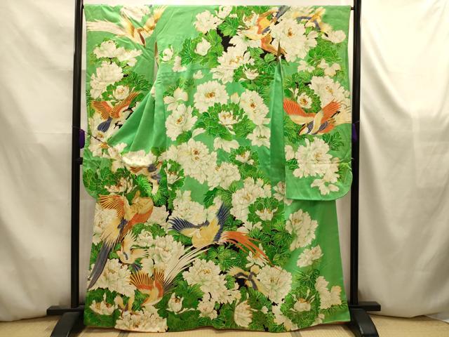平和屋着物■豪華振袖　駒刺繍　花鳥文　金彩　正絹　逸品　AABK5840sx