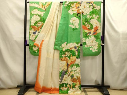 平和屋着物■豪華振袖　駒刺繍　花鳥文　金彩　正絹　逸品　AABK5840sx