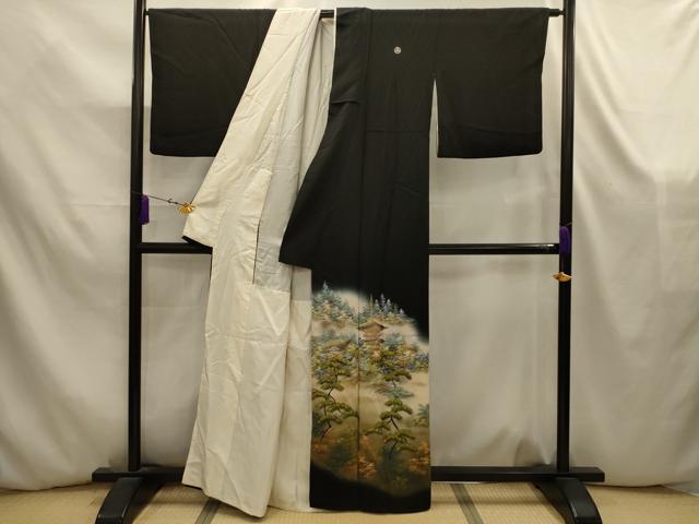 平和屋着物■豪華黒留袖　作家物　風景文　暈し染め　金彩　正絹　逸品　AABK5845sx