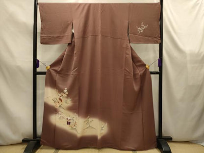 平和屋着物■訪問着　人物風景文　暈し染め　金彩　正絹　逸品　AABK5847sx