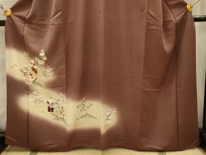 平和屋着物■訪問着　人物風景文　暈し染め　金彩　正絹　逸品　AABK5847sx
