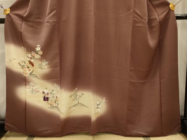 平和屋着物■訪問着　人物風景文　暈し染め　金彩　正絹　逸品　AABK5847sx
