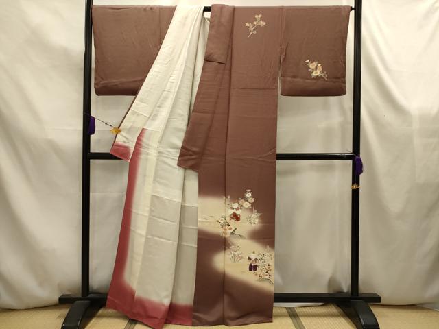 平和屋着物■訪問着　人物風景文　暈し染め　金彩　正絹　逸品　AABK5847sx