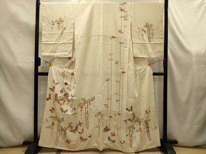 平和屋着物■訪問着　花蝶文　金彩　正絹　逸品　AABK5848sx