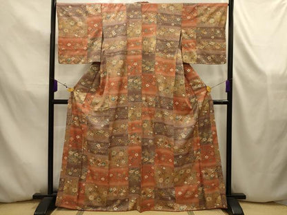 平和屋着物■上質な小紋　草花文　暈し染め　金彩　正絹　逸品　AABK5849sx
