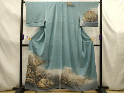 平和屋着物■訪問着　風景文　暈し染め　金銀彩　正絹　逸品　AABK5850sx
