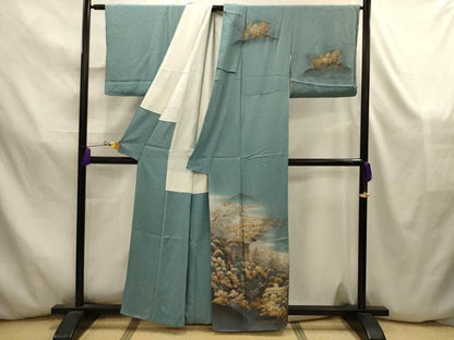 平和屋着物■訪問着　風景文　暈し染め　金銀彩　正絹　逸品　AABK5850sx