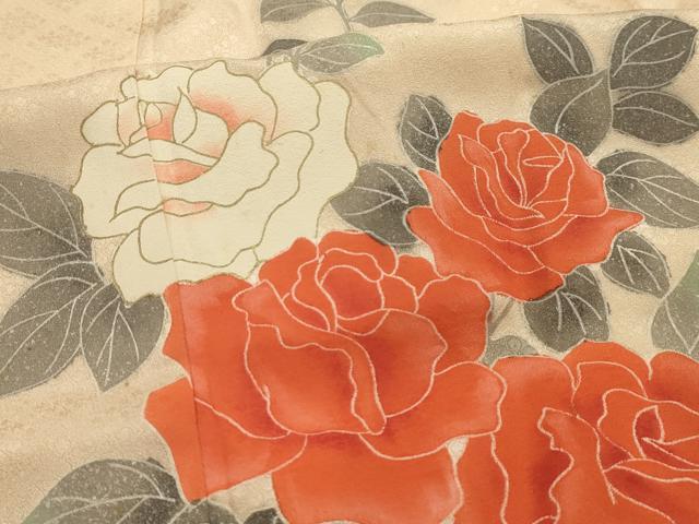 平和屋着物■訪問着　薔薇　金彩　正絹　逸品　AABK5853sx