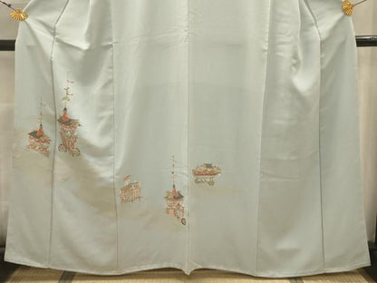 平和屋着物■訪問着　寿光織　山車文　金糸　正絹　逸品　AABK5854sx