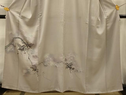 平和屋着物■訪問着　友禅　松　藤花房　暈し染め　正絹　逸品　AABK5860sx