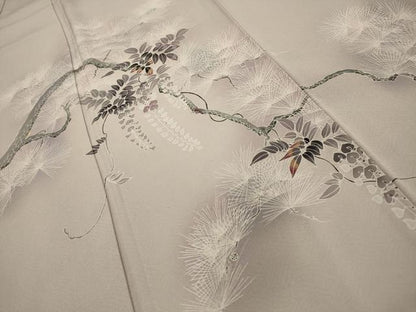 平和屋着物■訪問着　友禅　松　藤花房　暈し染め　正絹　逸品　AABK5860sx