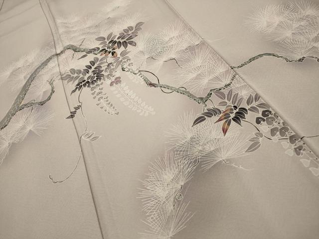 平和屋着物■訪問着　友禅　松　藤花房　暈し染め　正絹　逸品　AABK5860sx