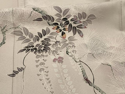 平和屋着物■訪問着　友禅　松　藤花房　暈し染め　正絹　逸品　AABK5860sx