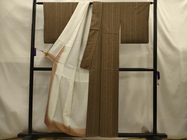 平和屋着物■上質な小紋　枝花間道　正絹　逸品　AABK5863sx
