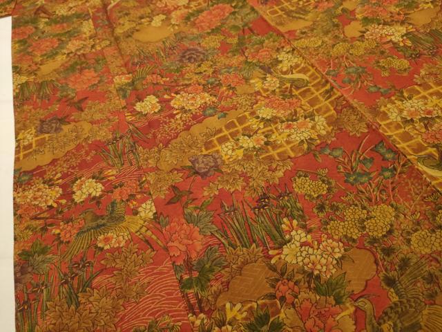 平和屋着物■上質な小紋　花鳥文　正絹　逸品　AABK5865sx