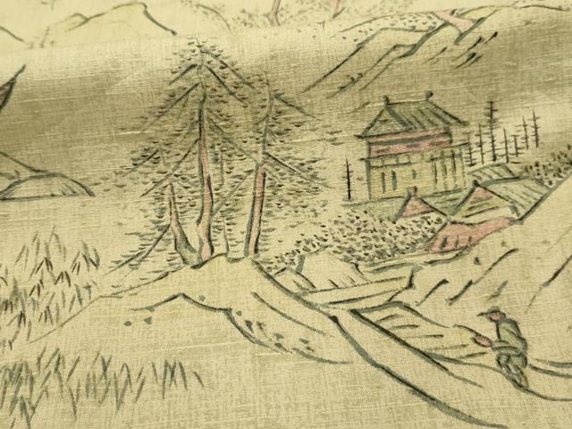 平和屋着物■上質な小紋　紬地　風景文　正絹　逸品　AABK5870sx