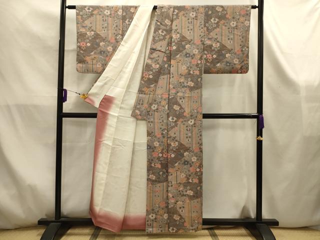 平和屋着物■上質な小紋　裂取り花文　金彩　正絹　逸品　AABK5872sx