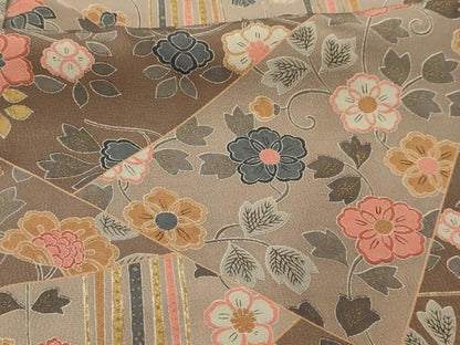 平和屋着物■上質な小紋　裂取り花文　金彩　正絹　逸品　AABK5872sx