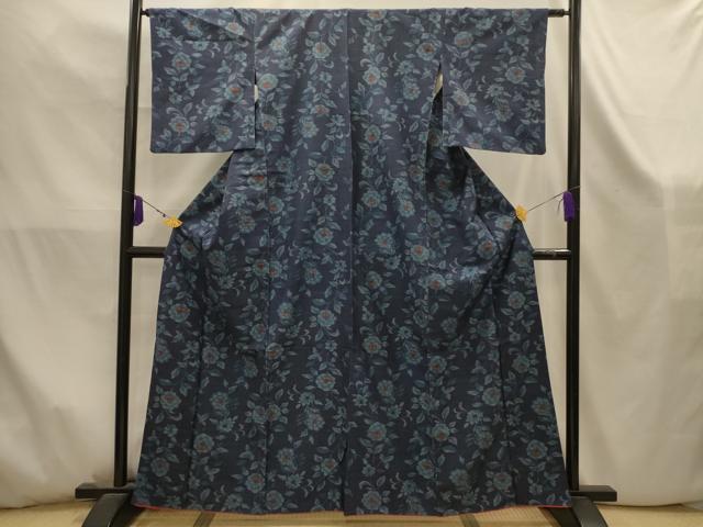 平和屋着物■上質な紬　草花文　正絹　逸品　AABK5873sx