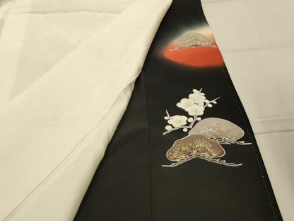 平和屋着物■豪華黒留袖　扇面花文　暈し染め　金彩　正絹　逸品　AABK5875sx