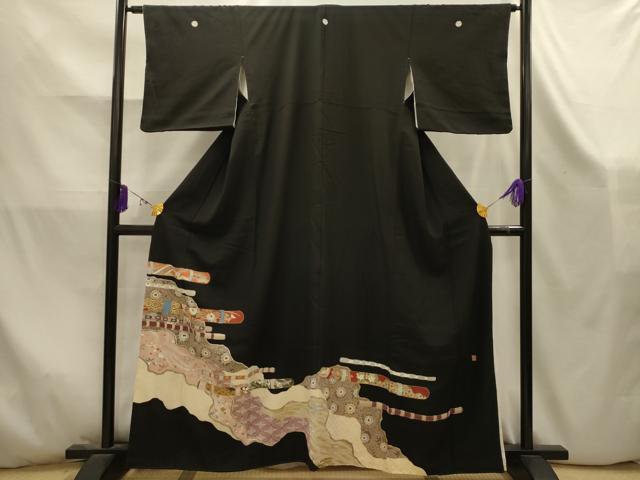 平和屋着物■豪華黒留袖　作家物　道長花鳥横笛文　金彩　正絹　逸品　AABK5878sx