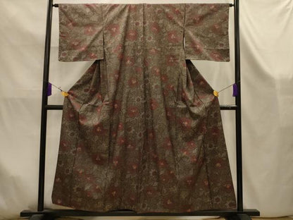 平和屋着物■本場染大島紬　更紗花文　正絹　逸品　AABK5881sx