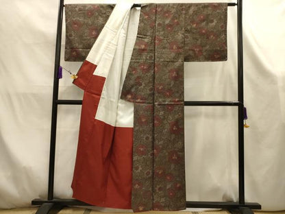 平和屋着物■本場染大島紬　更紗花文　正絹　逸品　AABK5881sx