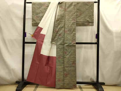 平和屋着物■本場大島紬　枝花文　正絹　逸品　AABK5890sx